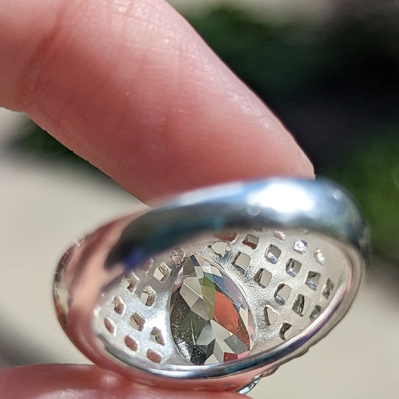 Sterling silver 925 topaz teardrop cocktail chunky big ring vintage - Picture 3 of 5